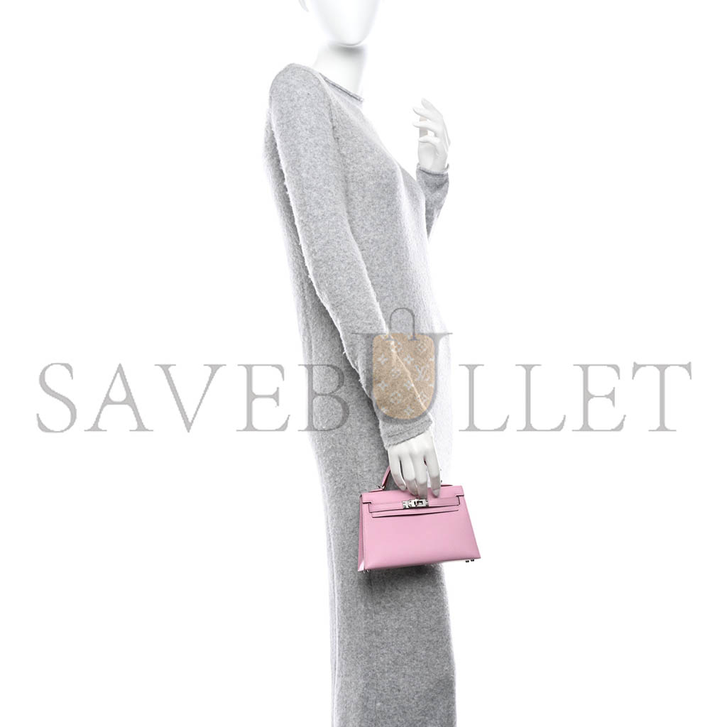 H**mes epsom mini kelly ll cherry blossom pink silver buckle (19*12*5.5cm)